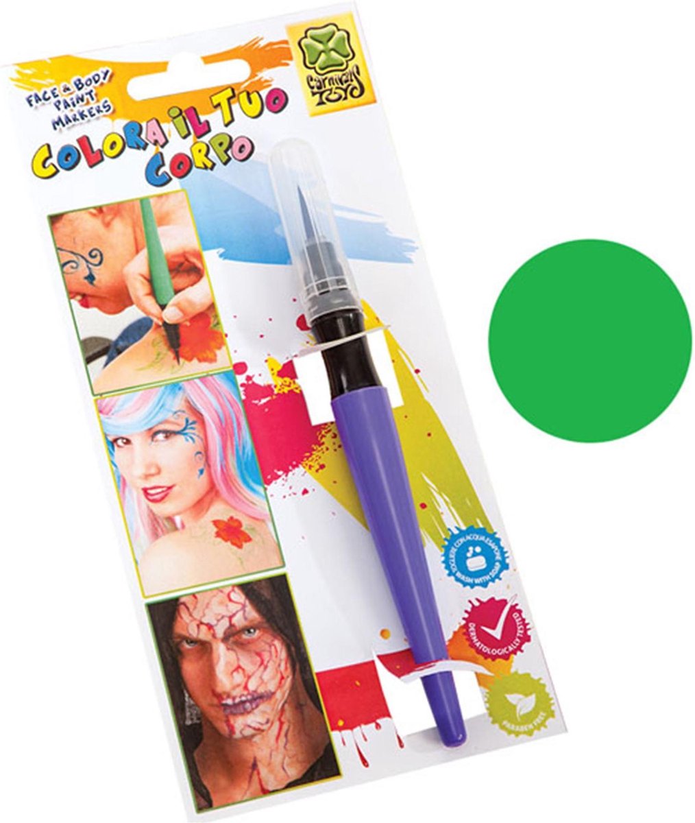 CARNIVAL TOYS - Professionele schmink marker voor lichaam en gezicht - Groen - Schmink > Potloden
